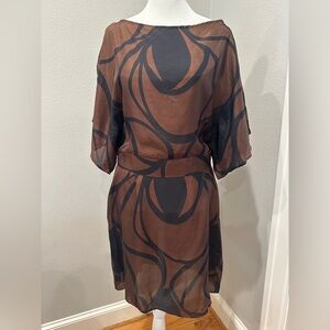 Zara Brown and Black Long Sleeve Dress